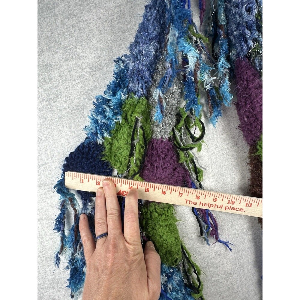 Steve Madden Bohemian Scarf Multi Color Mixed Media Knitted Textured Fringe - Picture 7 of 7
